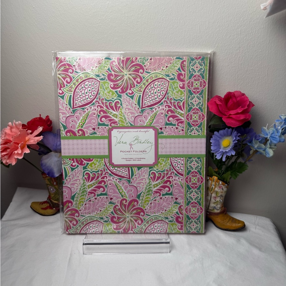 NWT Vera Bradley Pinwheel Pink Pocket Folders Retired Rare